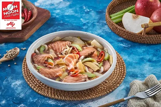 C&aacute; hồi ng&acirc;m rau củ chua ngọt