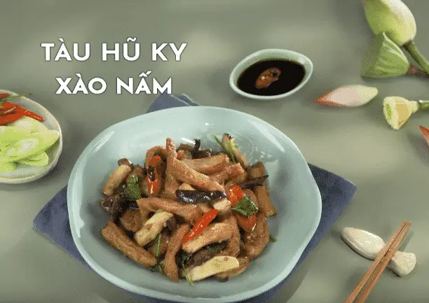tàu hũ ky xào nấm