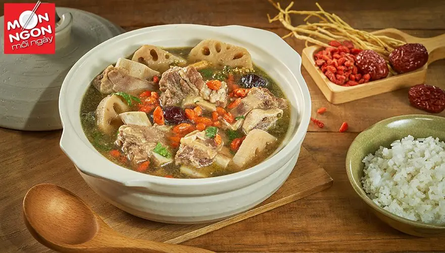 canh sườn b&ograve; củ sen