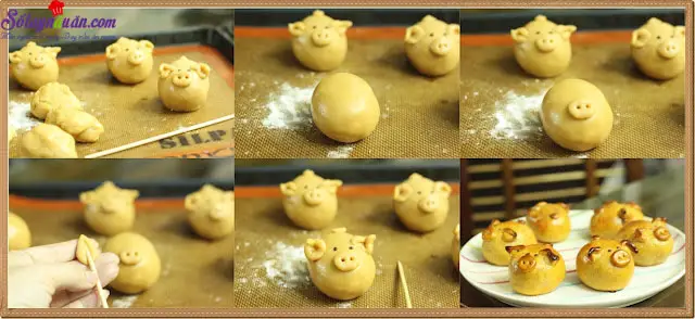 c&aacute;ch l&agrave;m b&aacute;nh trung thu h&igrave;nh con heo 3