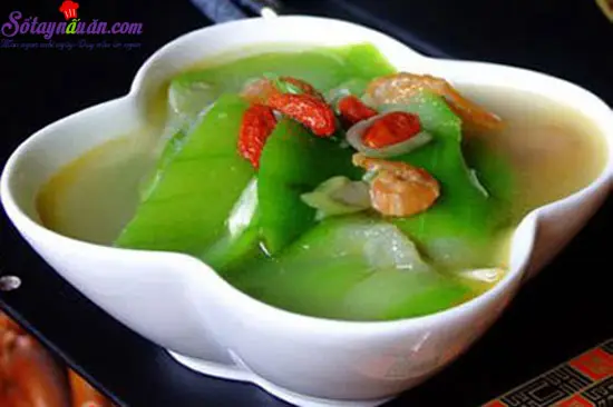 canh mướp nấu t&ocirc;m kh&ocirc;