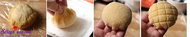 c&aacute;ch l&agrave;m b&aacute;nh melon pan ngon tuyệt 4