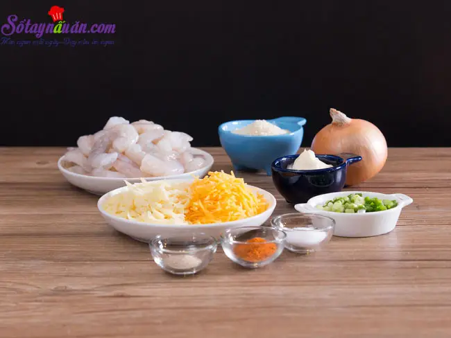 Nguy&ecirc;n liệu cần c&oacute; để l&agrave;m m&oacute;n b&aacute;nh t&ocirc;m ph&ocirc; mai tại nh&agrave;