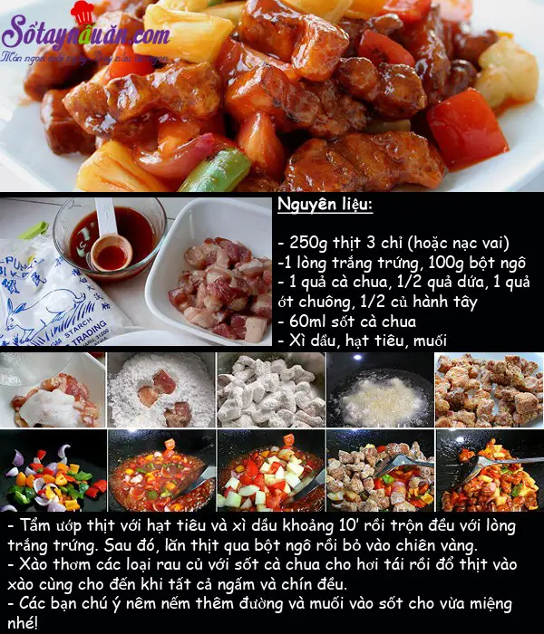 Thịt r&aacute;n gi&ograve;n sốt dứa 1