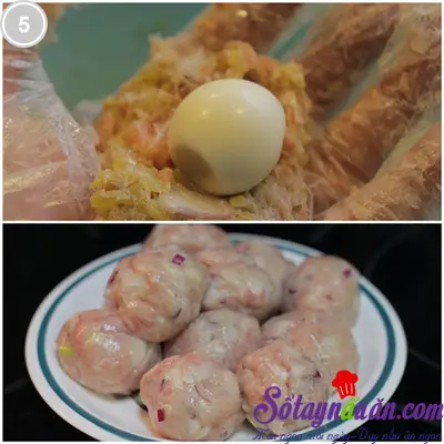 Thịt vi&ecirc;n bọc trứng sốt c&agrave; 5